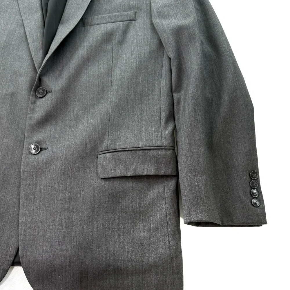 Jos A Bank Traveler Charcoal Gray 100% Wool Two Button Suit Blazer Mens 43R